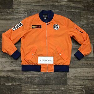 Dragon Ball Z Goku Anime Embroidered Orange Bomber Jacket Men's Size XL